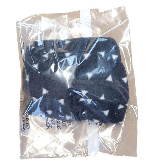 Crazy 8 Girls Fleece Winter Hat Medium (7-8) Black with White Print & Faux Fur P - Picture 3 of 4